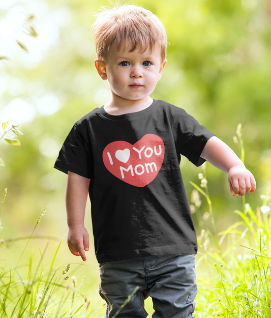 Kidiwoo I Love Mom Print Boys T-Shirt