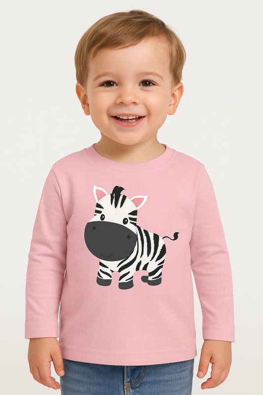 Cute Zebra Print Pink T-Shirt for Boys