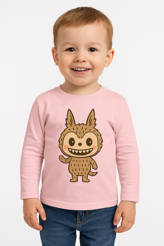Cute Monster Print Pink T-Shirt for Boys