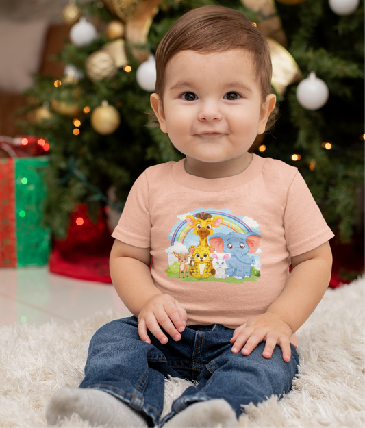 Cute Jungle Animals & Rainbow Print - Toddlers & Kids