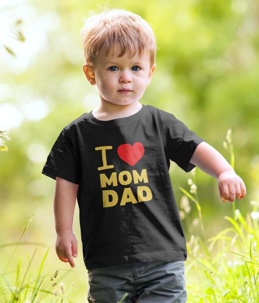 I Love Mom Dad Printed T-shirt For Boys