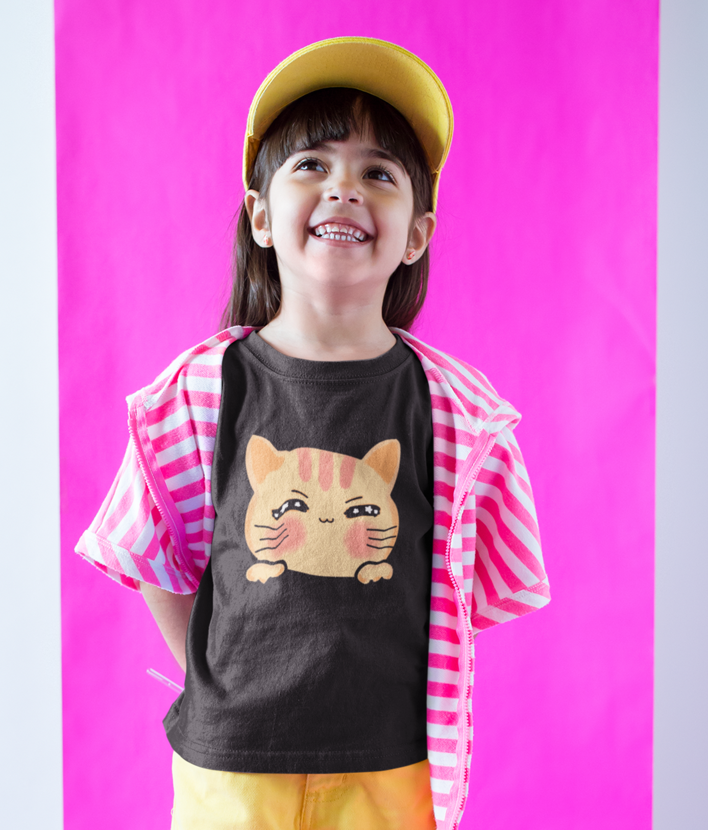 Kids Cat Graphic Tee For Girls