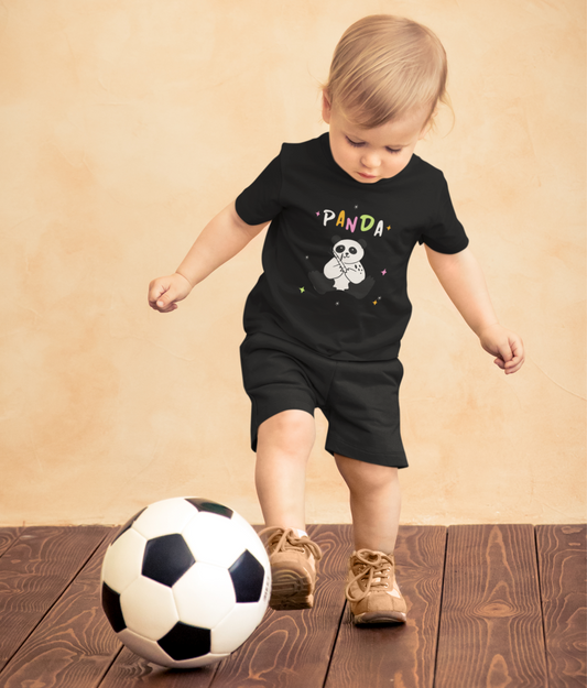 Panda Print T-shirt & Shorts Set